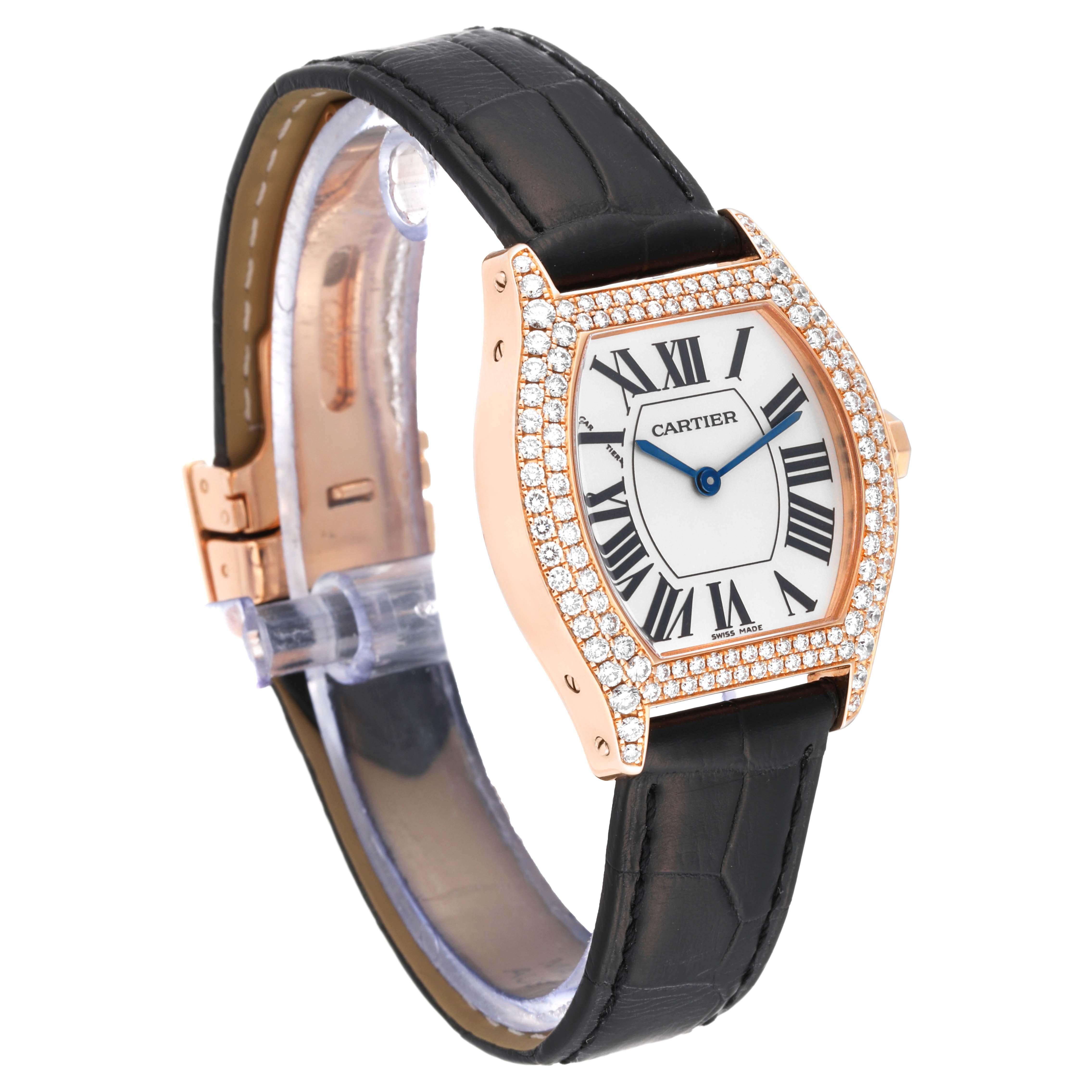 Cartier Tortue Roségold Diamant-Lünette Damenuhr WA503751 im Angebot 4