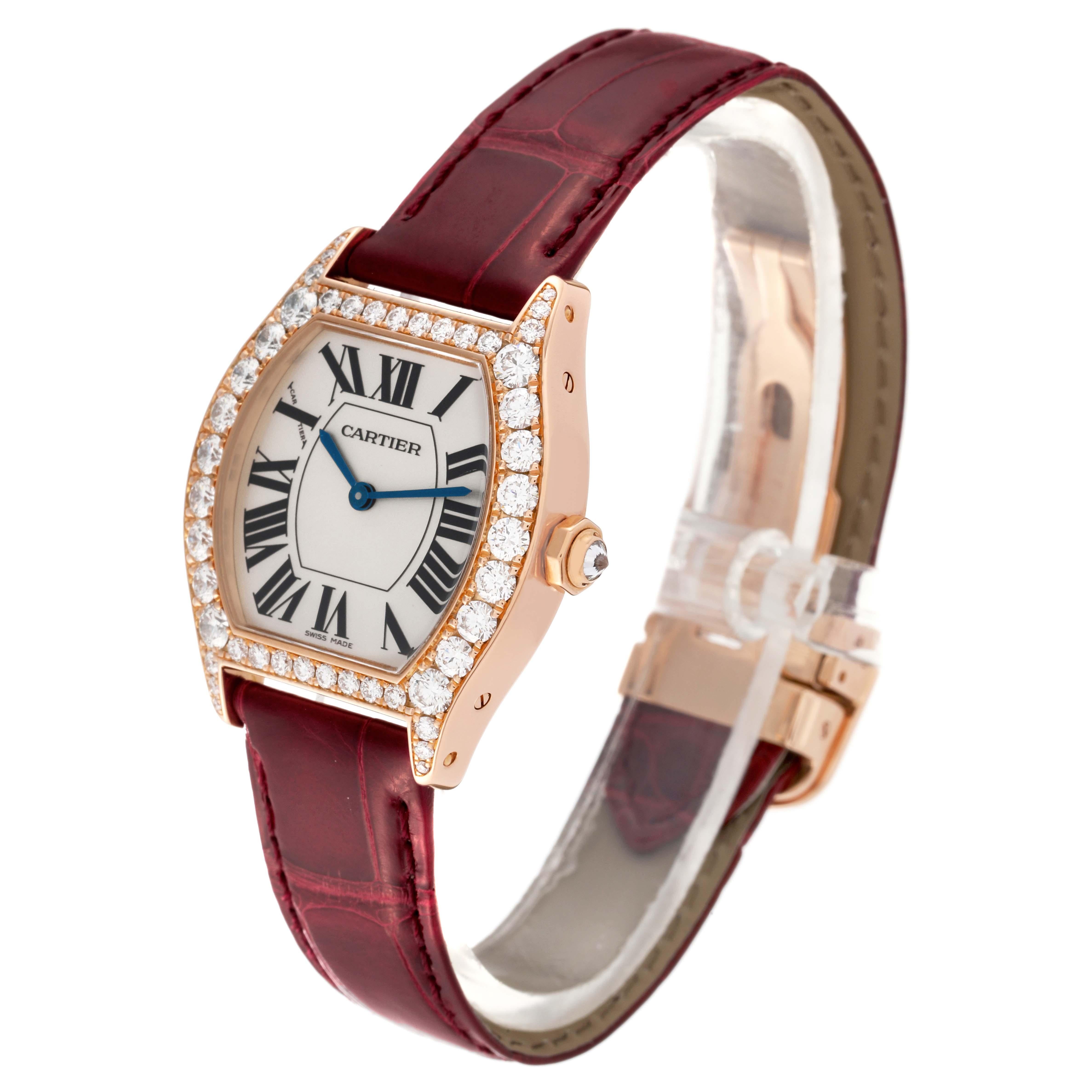 Cartier Montre Tortue en or rose avec lunette en diamants pour femmes WA507031 en vente 3