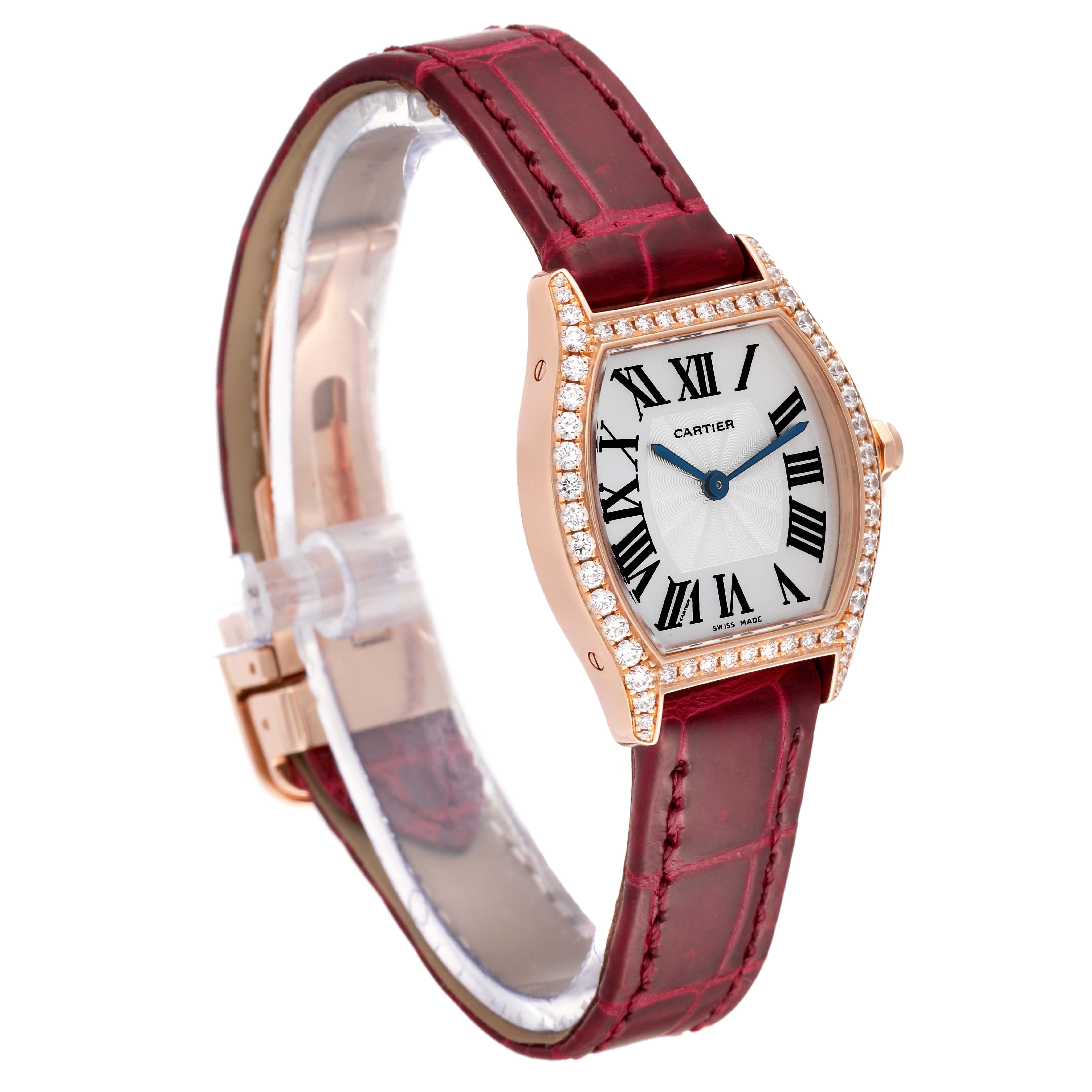 Cartier Tortue Rose Gold Diamond Ladies Watch WA501010 Papers In Excellent Condition For Sale In Atlanta, GA