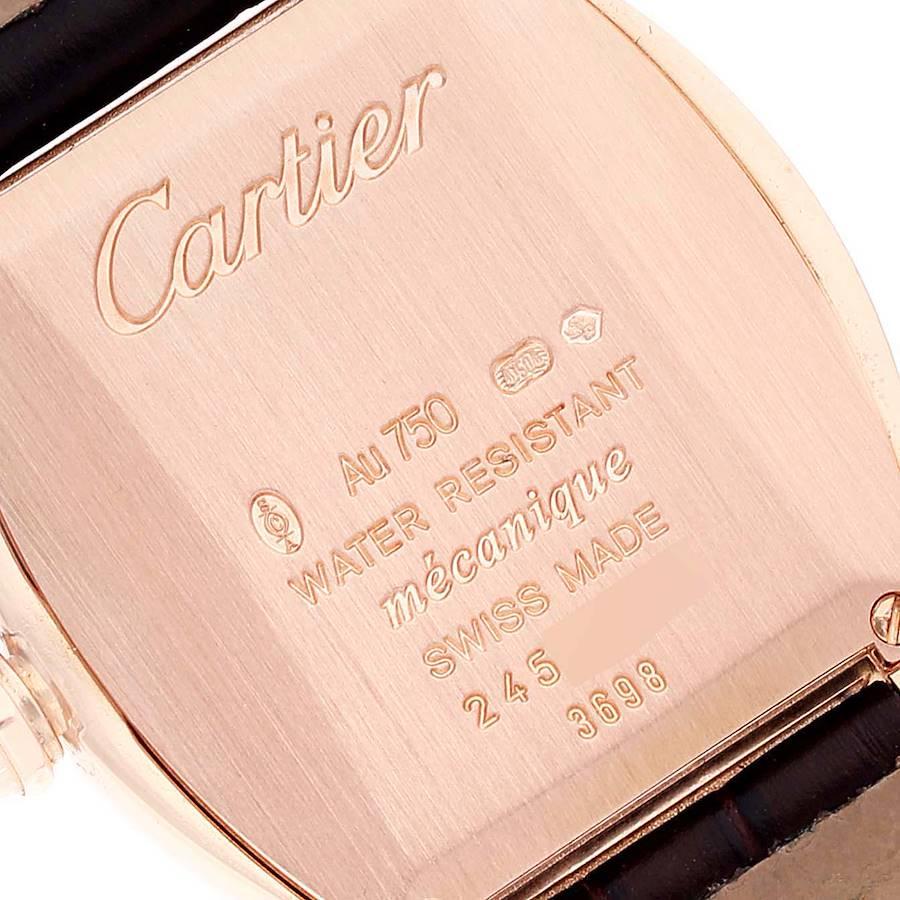 Cartier Tortue Small 18k Rose Gold Brown Strap Ladies Watch W1556360 For Sale 2