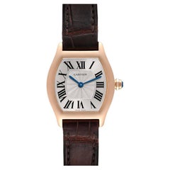 Cartier Tortue Small 18k Rose Gold Brown Strap Ladies Watch W1556360
