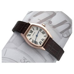 Cartier Tortue: Roségold-Damenuhr W1556360/3698 mit Lederriemen