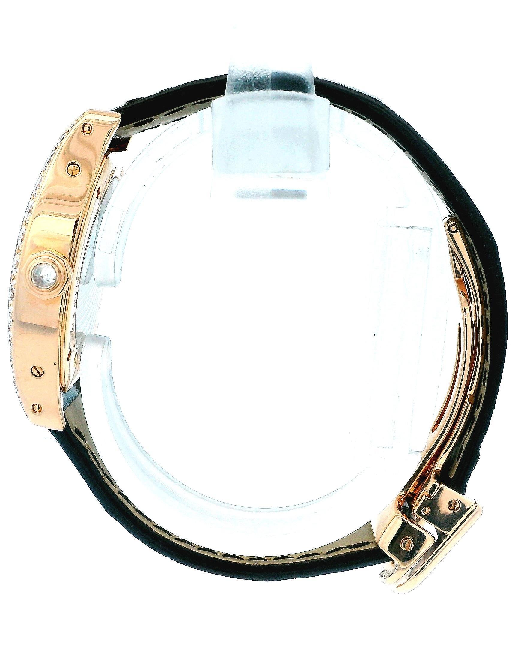 Women's Cartier Tortue WA507031 18K Rose Gold & Diamond Bezel Ladies Watch For Sale