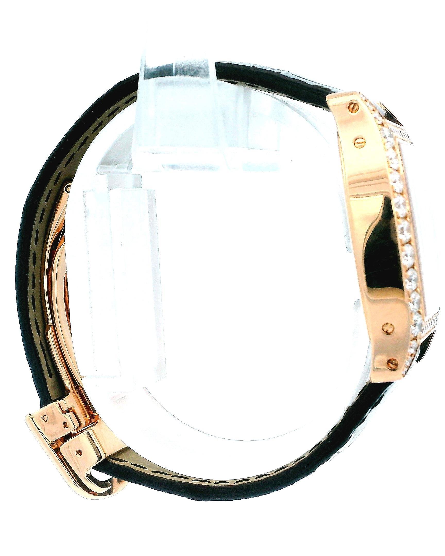 Cartier Tortue WA507031 18K Rose Gold & Diamond Bezel Ladies Watch For Sale 1