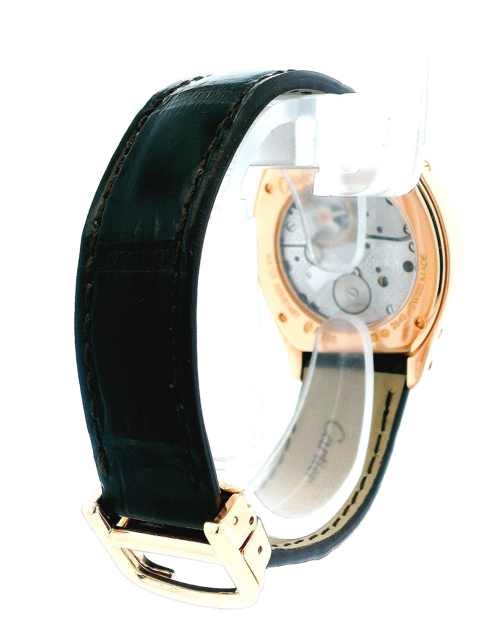 Cartier Tortue WA507031 18K Rose Gold & Diamond Bezel Ladies Watch For Sale 3