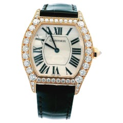 Cartier Tortue WA507031 18K Rose Gold & Diamond Bezel Ladies Watch