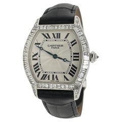 Cartier Tortue Watch in 18k White Gold with Baguette Diamond Bezel