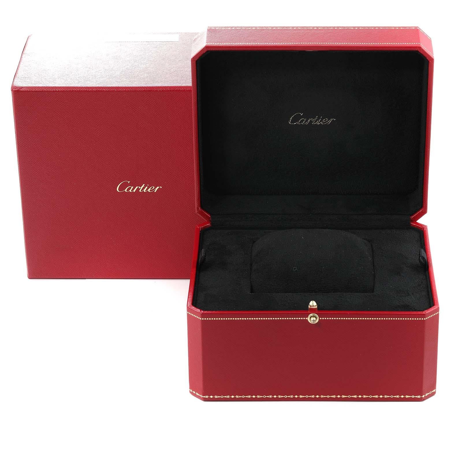 Cartier Tortue White Gold Black Strap Diamond Bezel Mens Watch WA504351 For Sale 4