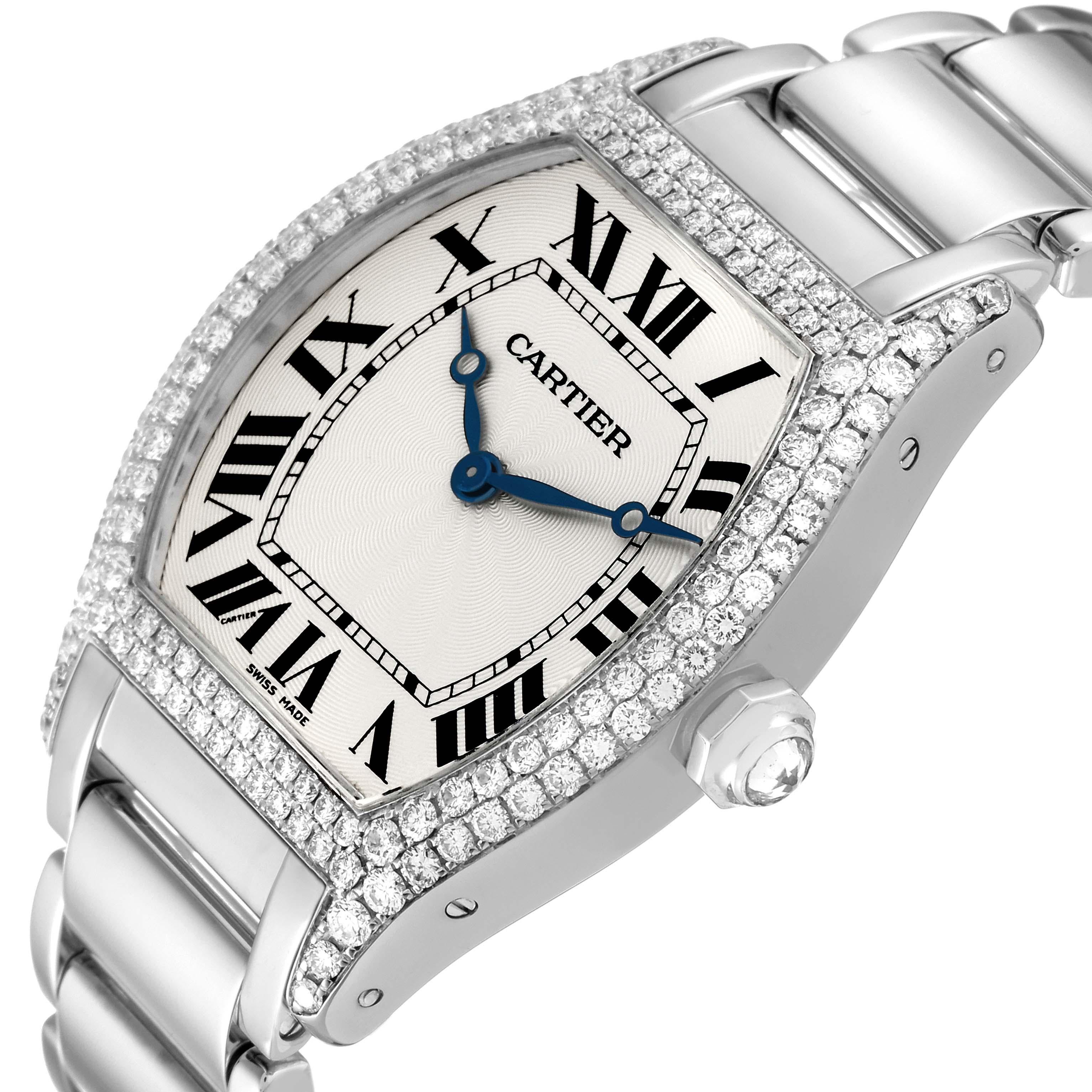 Cartier Tortue White Gold Diamond Bezel Mens Watch WA504351 In Excellent Condition For Sale In Atlanta, GA