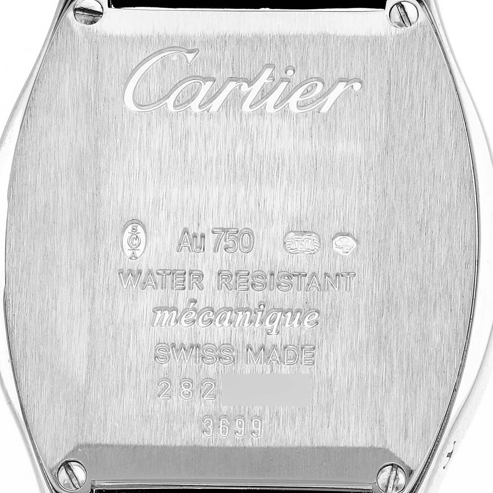 Cartier Montre Tortue en or blanc et diamants pour femmes WA501007 avec carte boîte Excellent état - En vente à Atlanta, GA