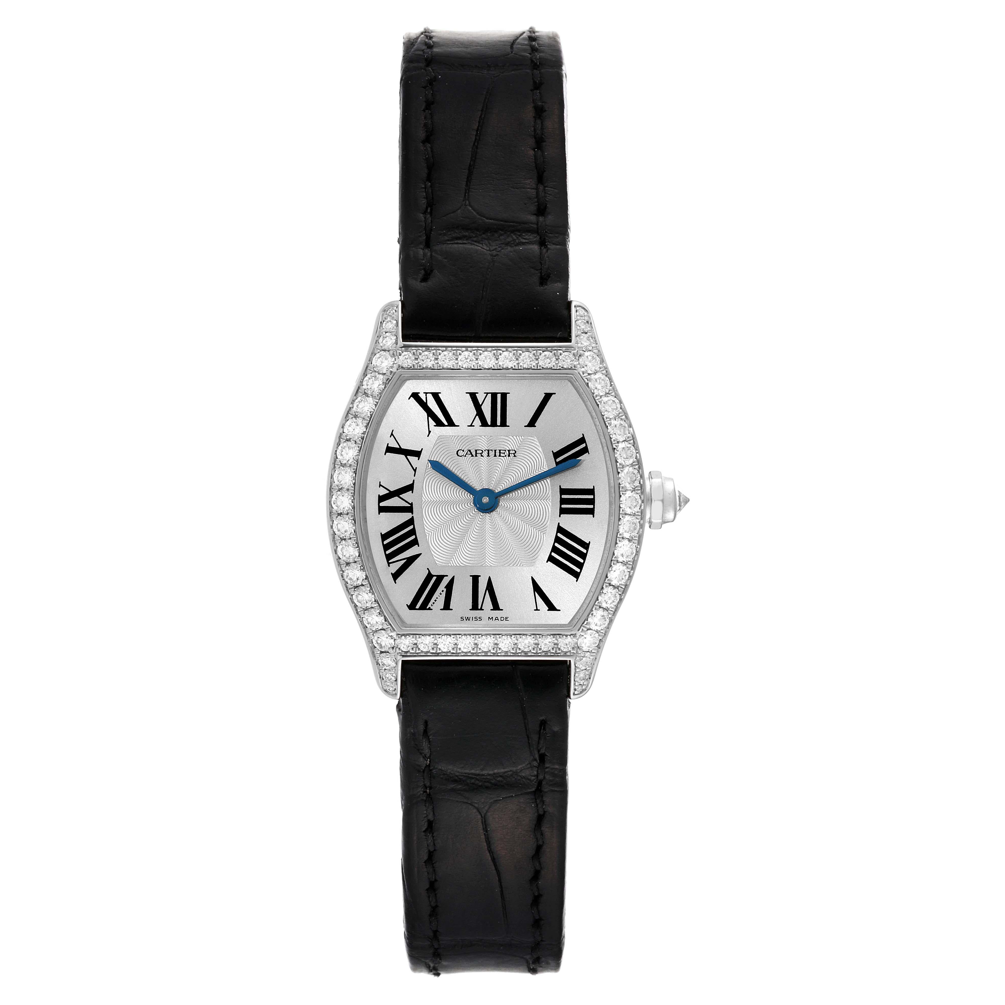 Cartier Tortue White Gold Diamond Ladies Watch WA501007 Box Card For Sale 4