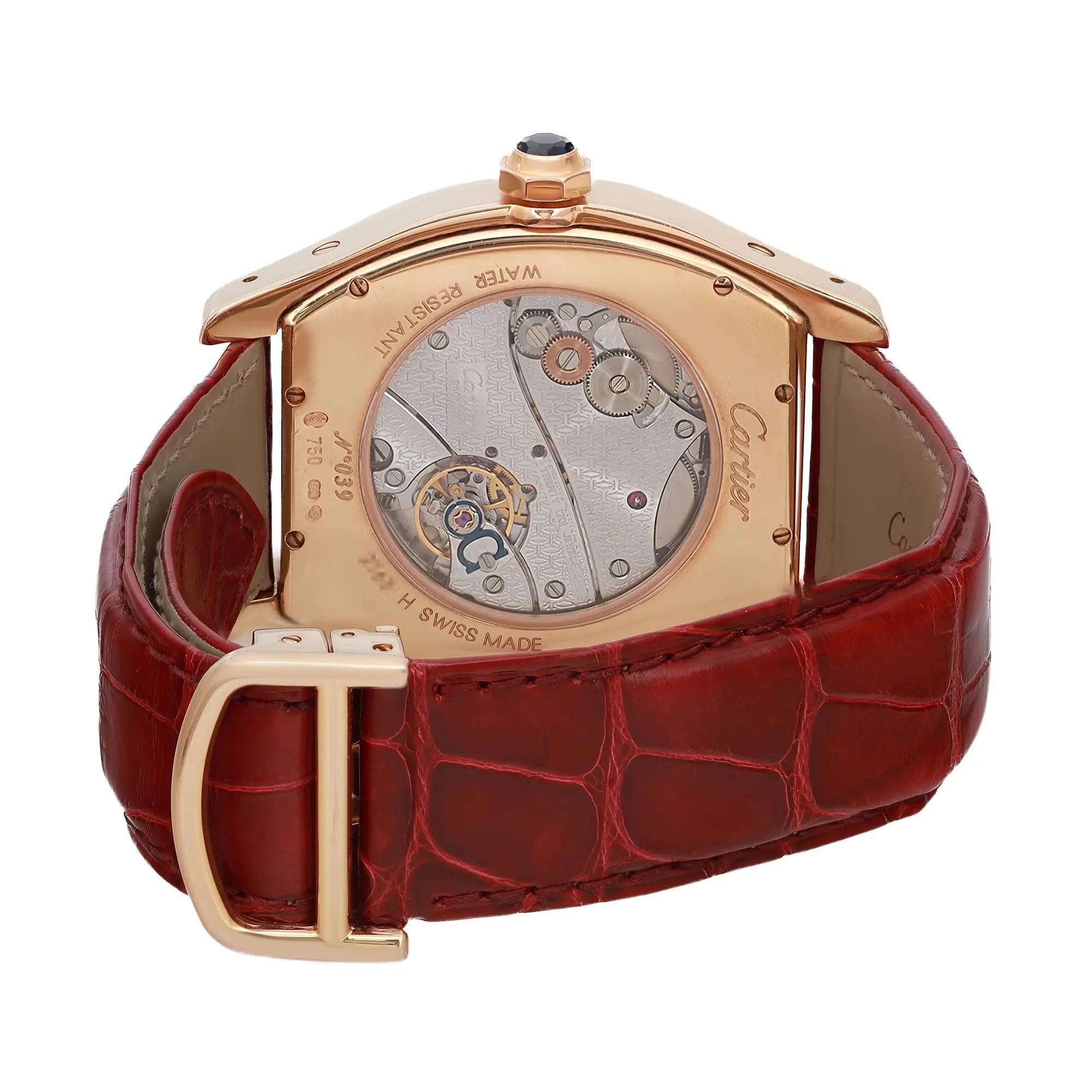 Cartier Tortue XL 18K Rose Gold Silver Dial Hand Wind Mens Watch W1546051 2763 2