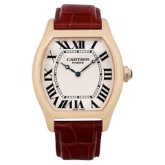 Cartier Tortue XL 18K Rose Gold Silver Dial Hand Wind Mens Watch W1546051 2763
