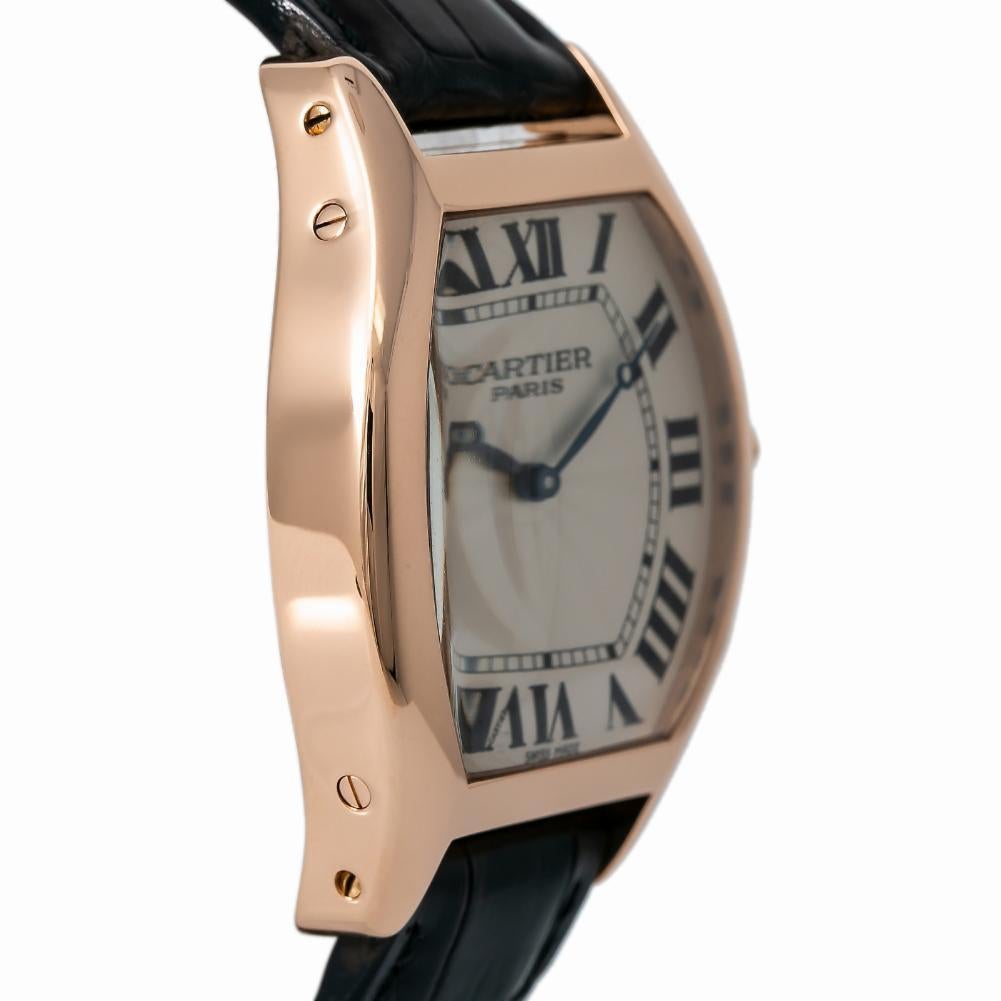 Cartier Tortue XL 2763J Herrenuhr mit Automatik-Zifferblatt aus 18 Karat Roségold (Moderne)