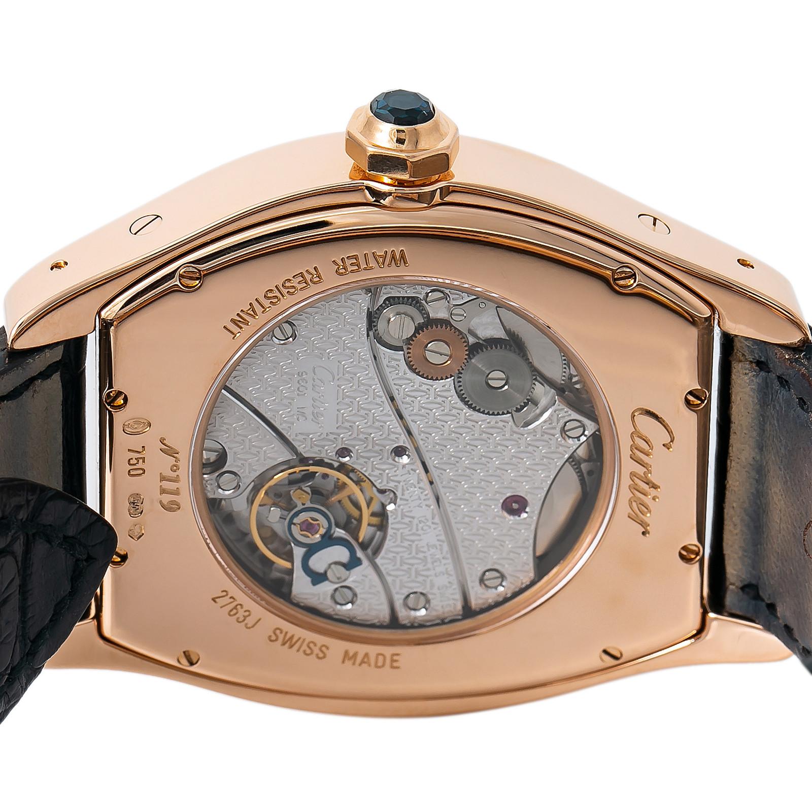 Cartier Tortue XL 2763J Herrenuhr mit Automatik-Zifferblatt aus 18 Karat Roségold im Zustand „Hervorragend“ in Miami, FL
