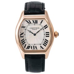 Cartier Tortue XL 2763J Men's Automatic Cream Dial Watch 18 Karat Rose Gold