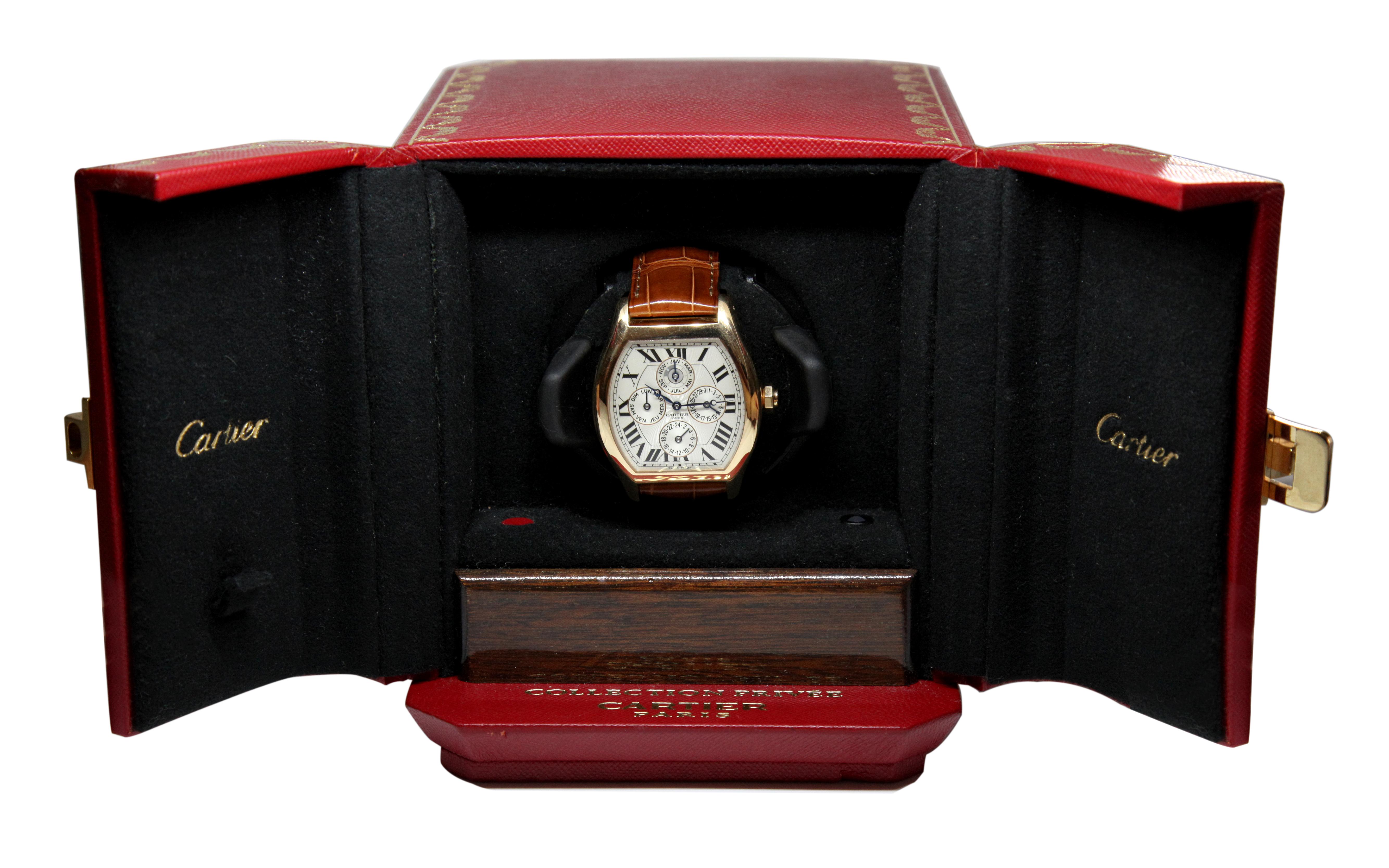 Cartier Tortue XL Collection Privee Perpetual Calendar Limited 18K Gold Watch For Sale 2