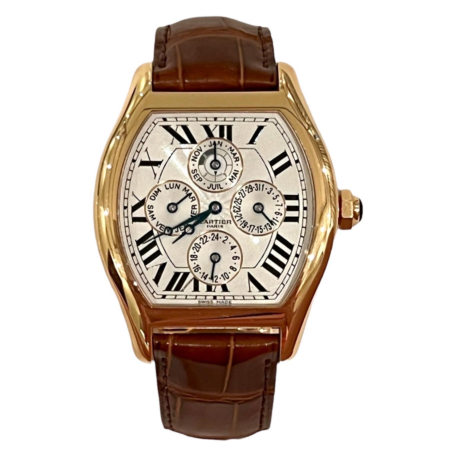 Cartier Tortue XL Collection Privee Perpetual Calendar Limited 18K Gold Watch For Sale
