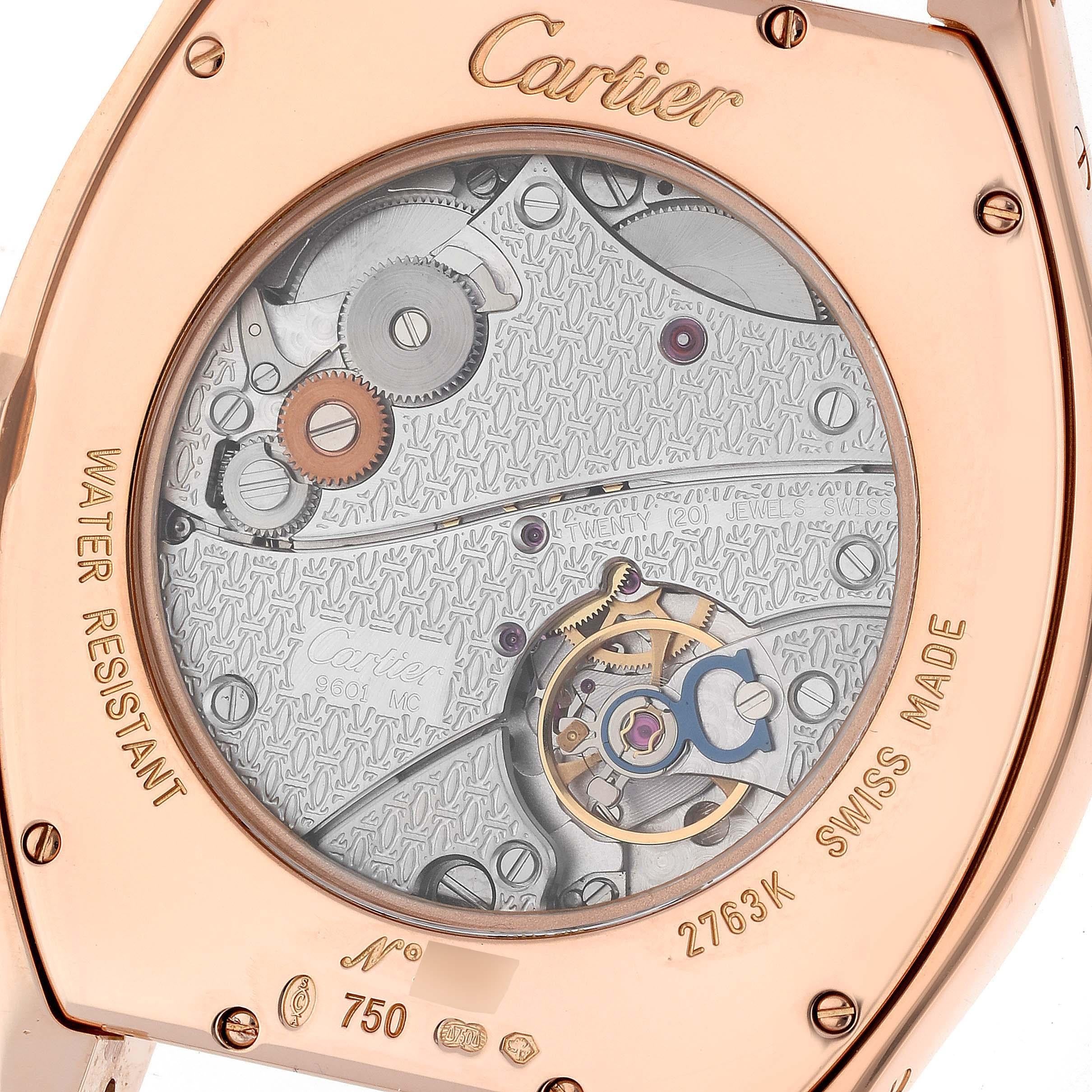 Cartier Tortue XL CPCP Collection Silver Dial Rose Gold Mens Watch 2763 Pour hommes en vente