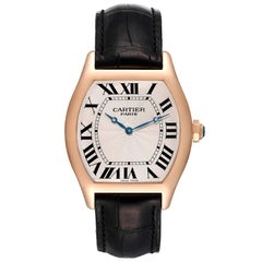Cartier Tortue XL CPCP Silver Silver Dial 18K Rose Gold Mens Watch 2763