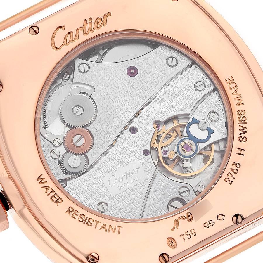 Cartier Tortue XL CPCP Silver Silver Dial 18K Rose Gold Mens Watch 2763 In Excellent Condition In Atlanta, GA