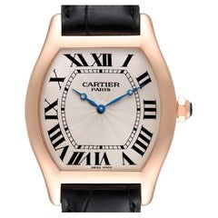 Cartier Tortue XL CPCP Silver Silver Dial 18K Rose Gold Mens Watch 2763