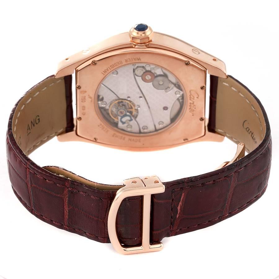Men's Cartier Tortue XL Silver Dial 18K Rose Gold Mens Watch 2763 For Sale