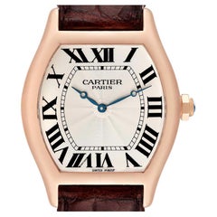 Cartier Tortue XL Silver Dial 18K Rose Gold Mens Watch 2763