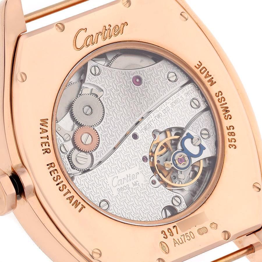Cartier Tortue XL Silver Flinque Dial 18K Rose Gold Mens Watch W1556234 Excellent état - En vente à Atlanta, GA