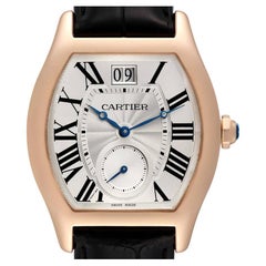 Cartier Tortue XL Silver Flinque Dial 18K Rose Gold Mens Watch W1556234