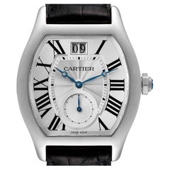 Cartier Tortue XL Silver Flinque Dial 18K White Gold Mens Watch W1556233