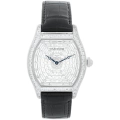 Cartier Tortue XL Or Blanc Cadran Diamant Montre Femme HP100502