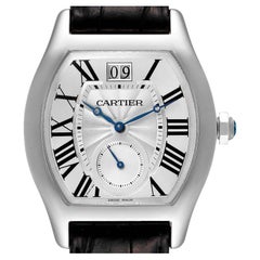 Cartier Tortue XL White Gold Flinque Dial Mens Watch W1556233 Box Papers