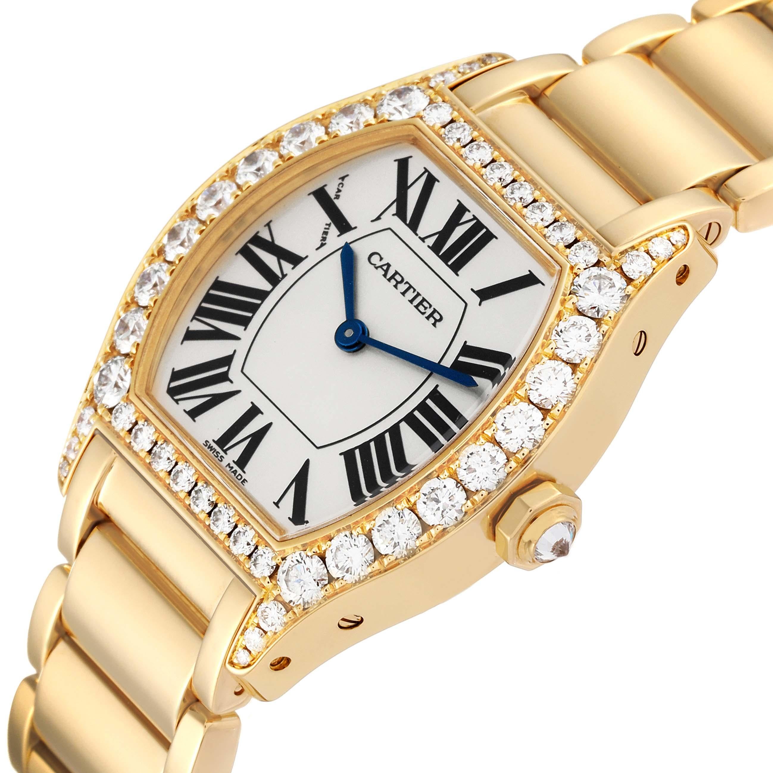 Cartier Tortue Yellow Gold Diamond Ladies Watch WA5071W8 In Excellent Condition In Atlanta, GA