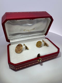 Cartier 'Tous Droits Reserves Round 18-Karat Cufflinks In Stock