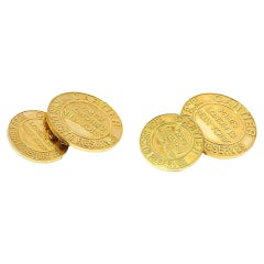 Cartier 'Tous Droits Reserves Round 18-Karat Cufflinks In Stock