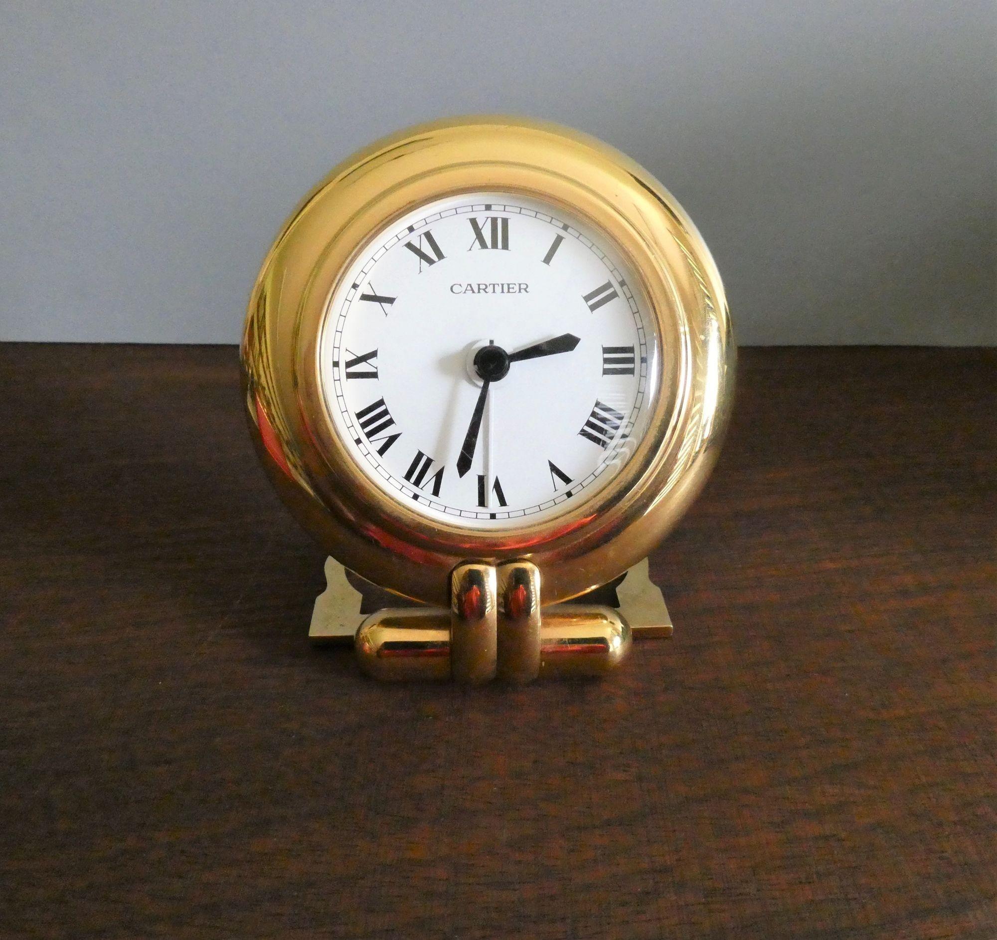 French Cartier Travel Alarm Clock with Original Case