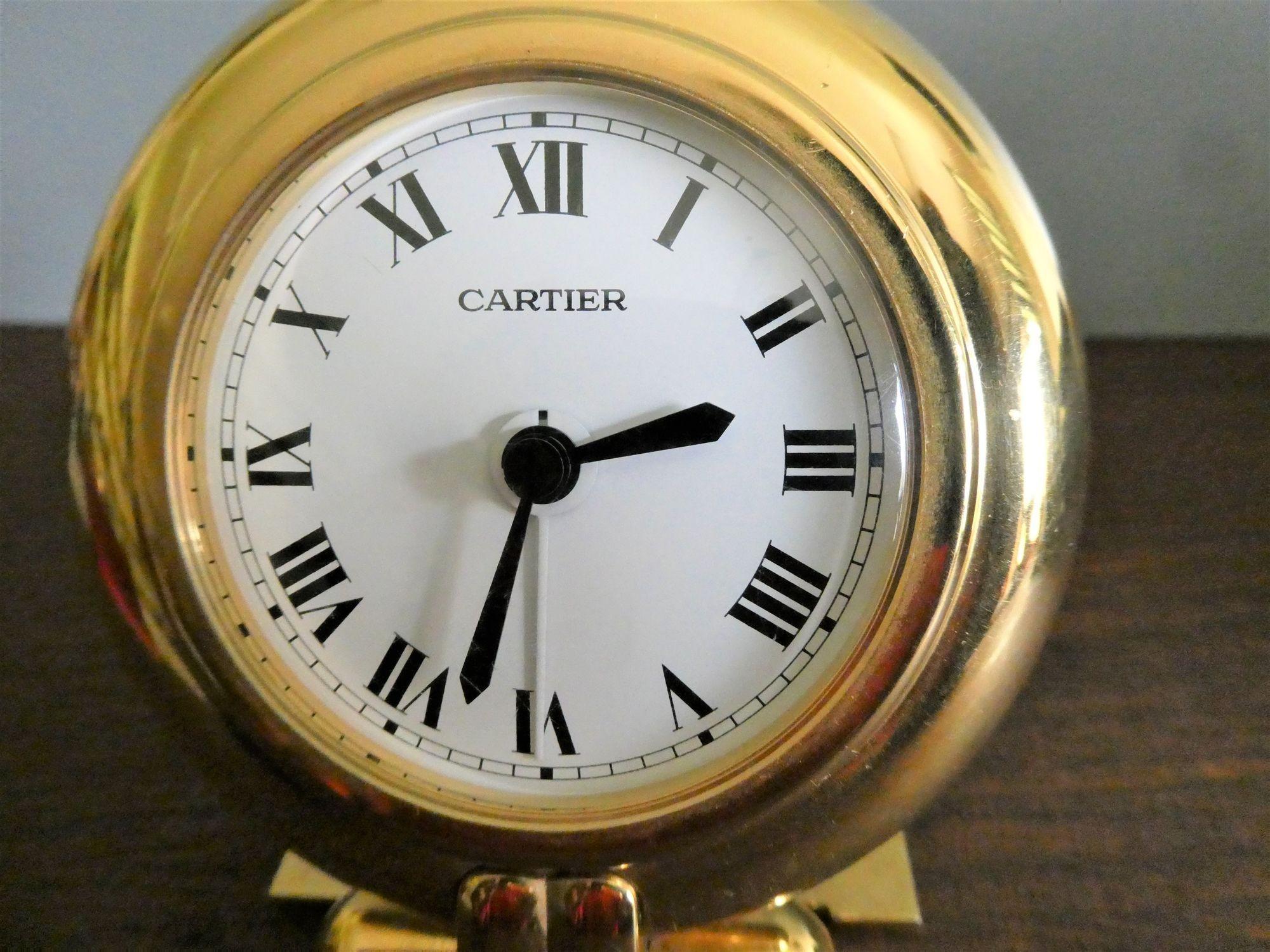 Cartier Travel Alarm Clock with Original Case In Good Condition In Norwich, GB