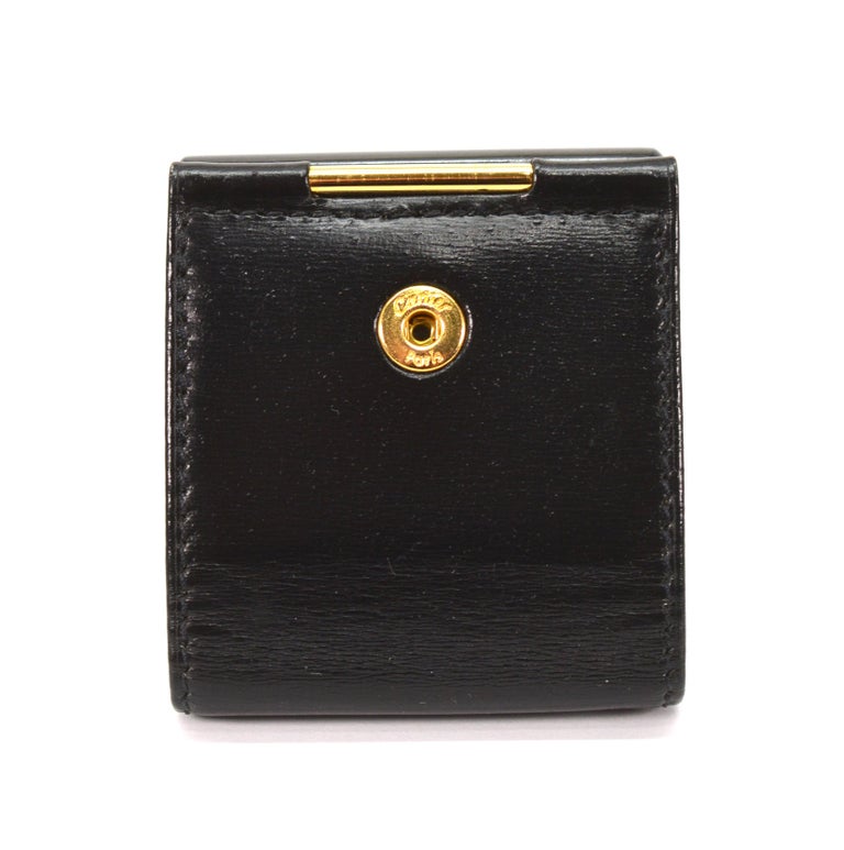 Cartier Travel Clock in Black Leather Case w Red Box at 1stDibs
