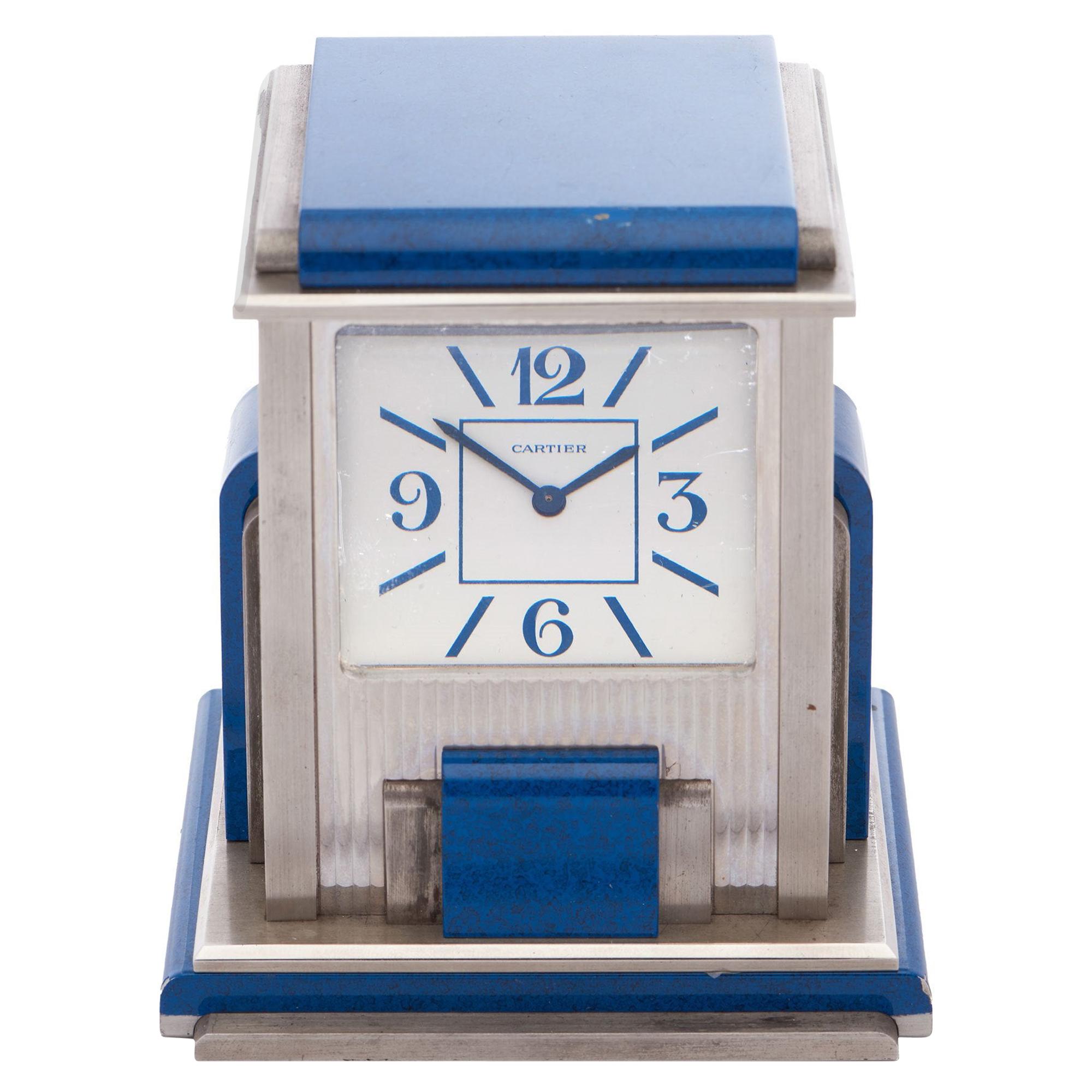 Cartier Travel Desk Clock 0 0 Unisex 0 Cartier Paris 'Mystery' Silver Plated Des