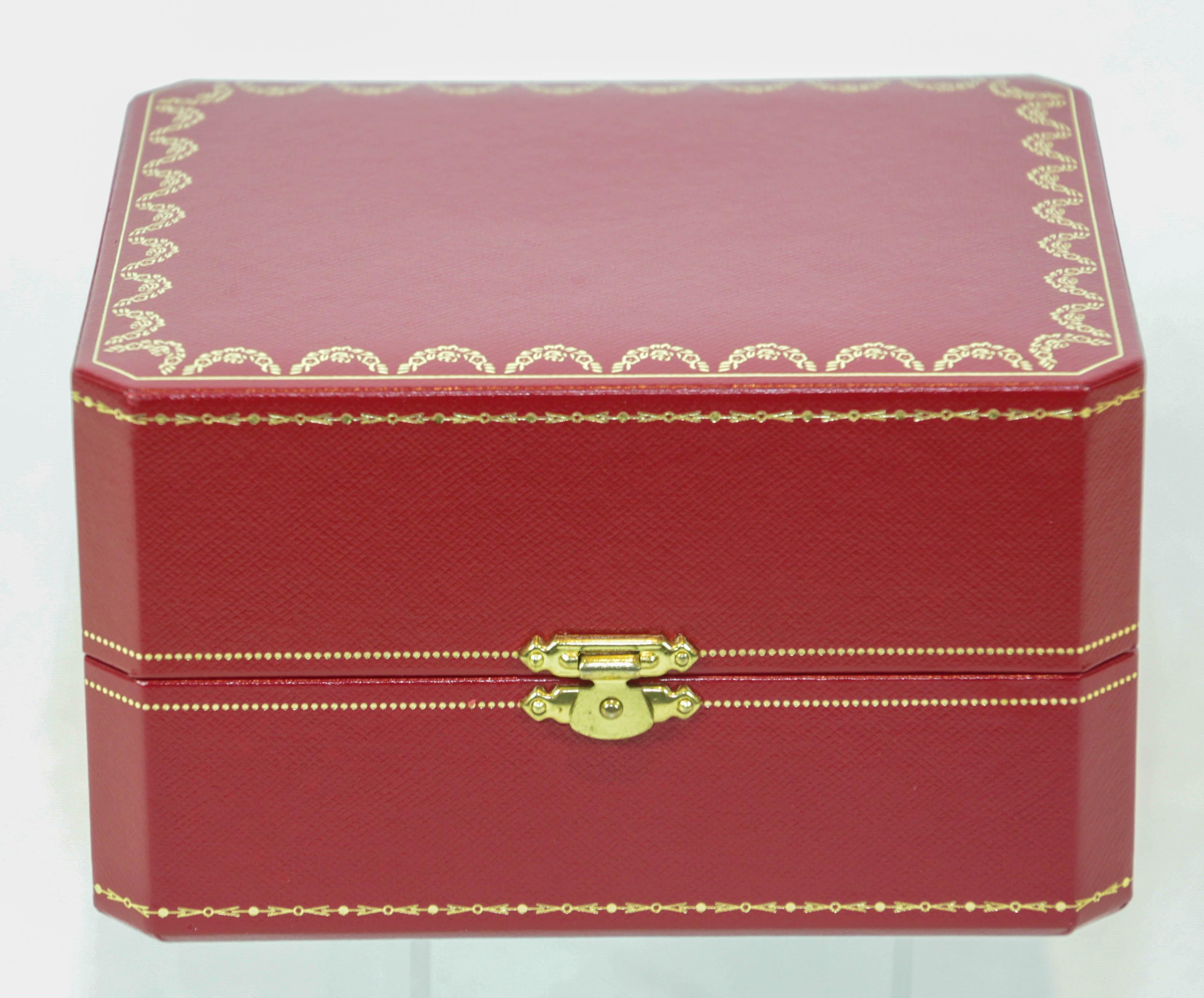 Cartier Travel Storage Watch Box in Red Leather Gilt Embossed For Sale 9