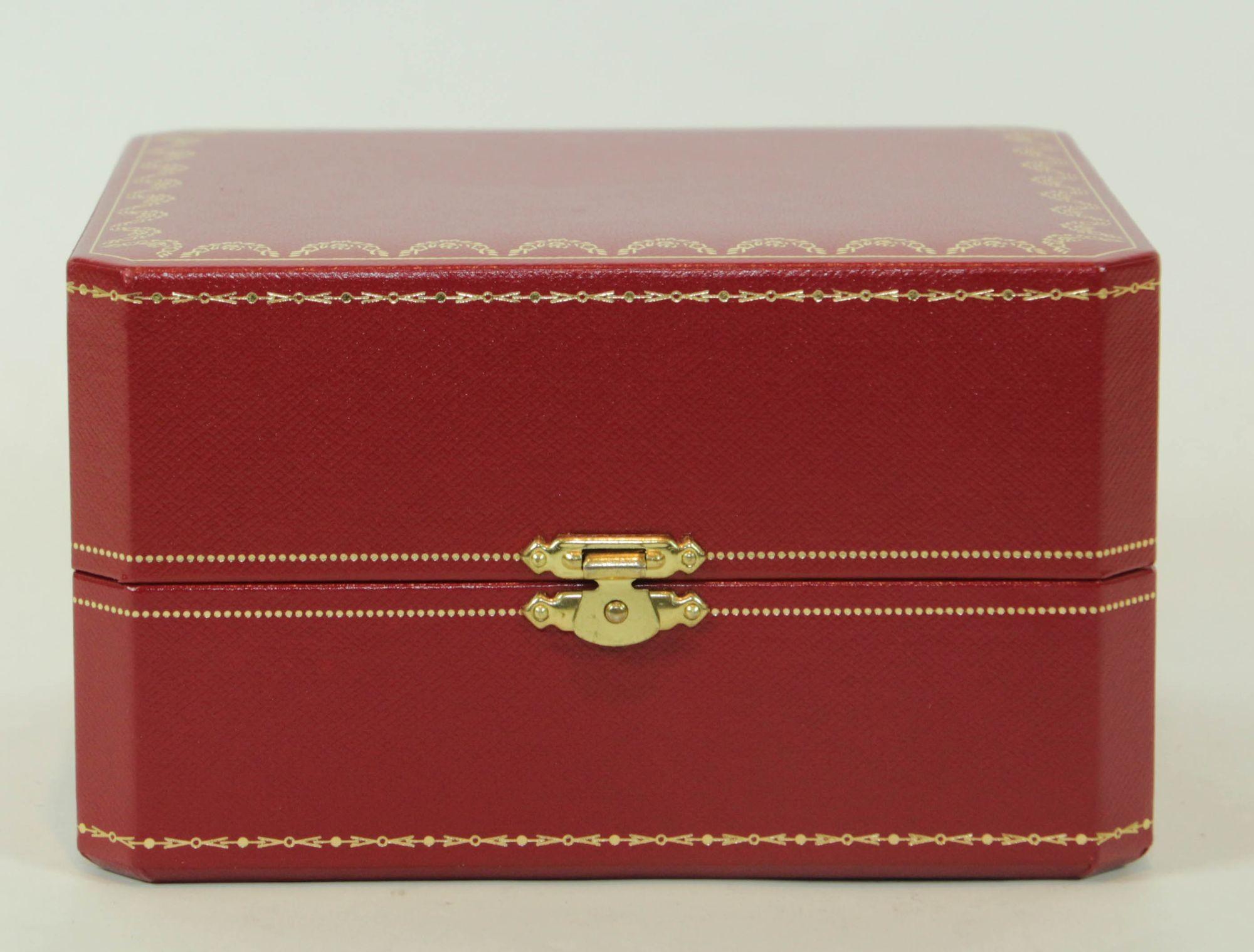 Cartier Schmuck Aufbewahrung Uhrenbox in rotem Leder vergoldet geprägte im Angebot 7