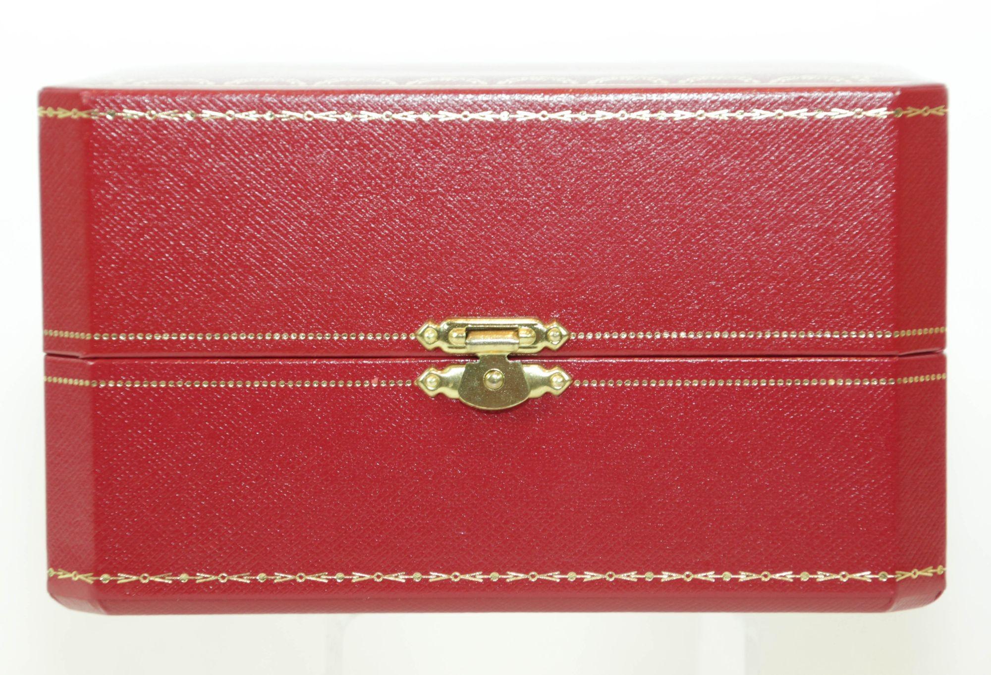 Cartier Schmuck Aufbewahrung Uhrenbox in rotem Leder vergoldet geprägte im Angebot 9