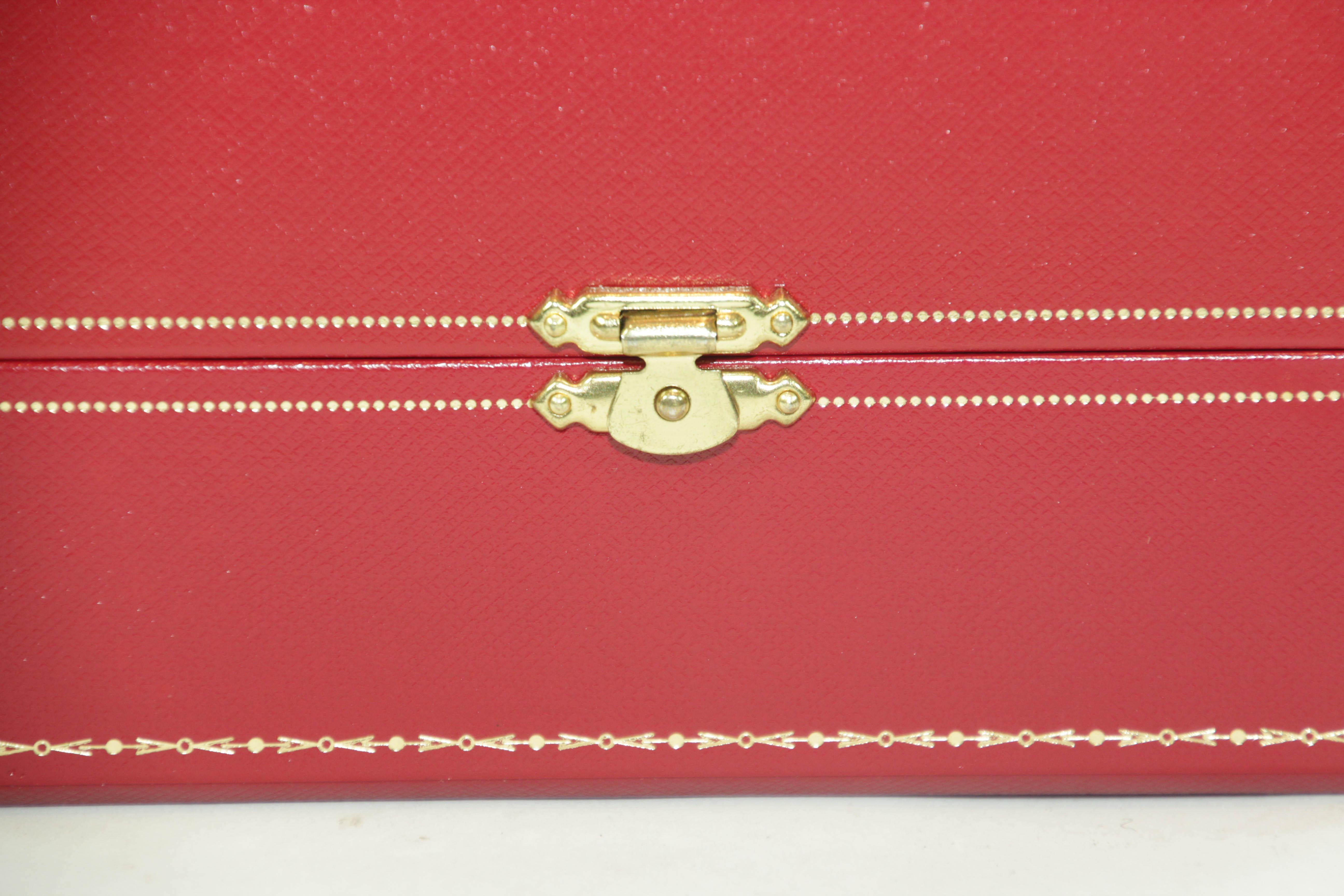 Cartier Travel Storage Watch Box in Red Leather Gilt Embossed In Good Condition For Sale In North Hollywood, CA