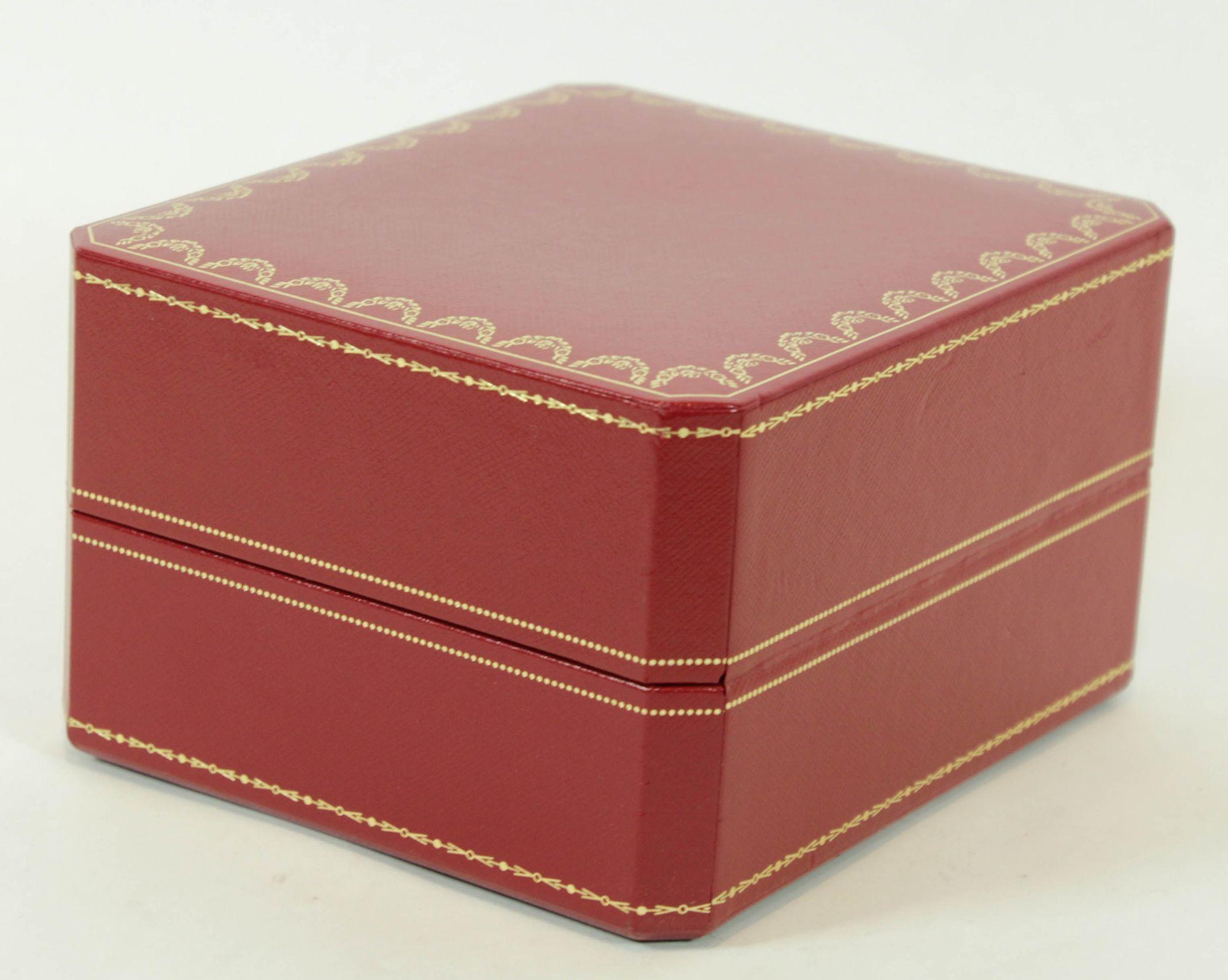 Cartier Schmuck Aufbewahrung Uhrenbox in rotem Leder vergoldet geprägte (Französisch) im Angebot