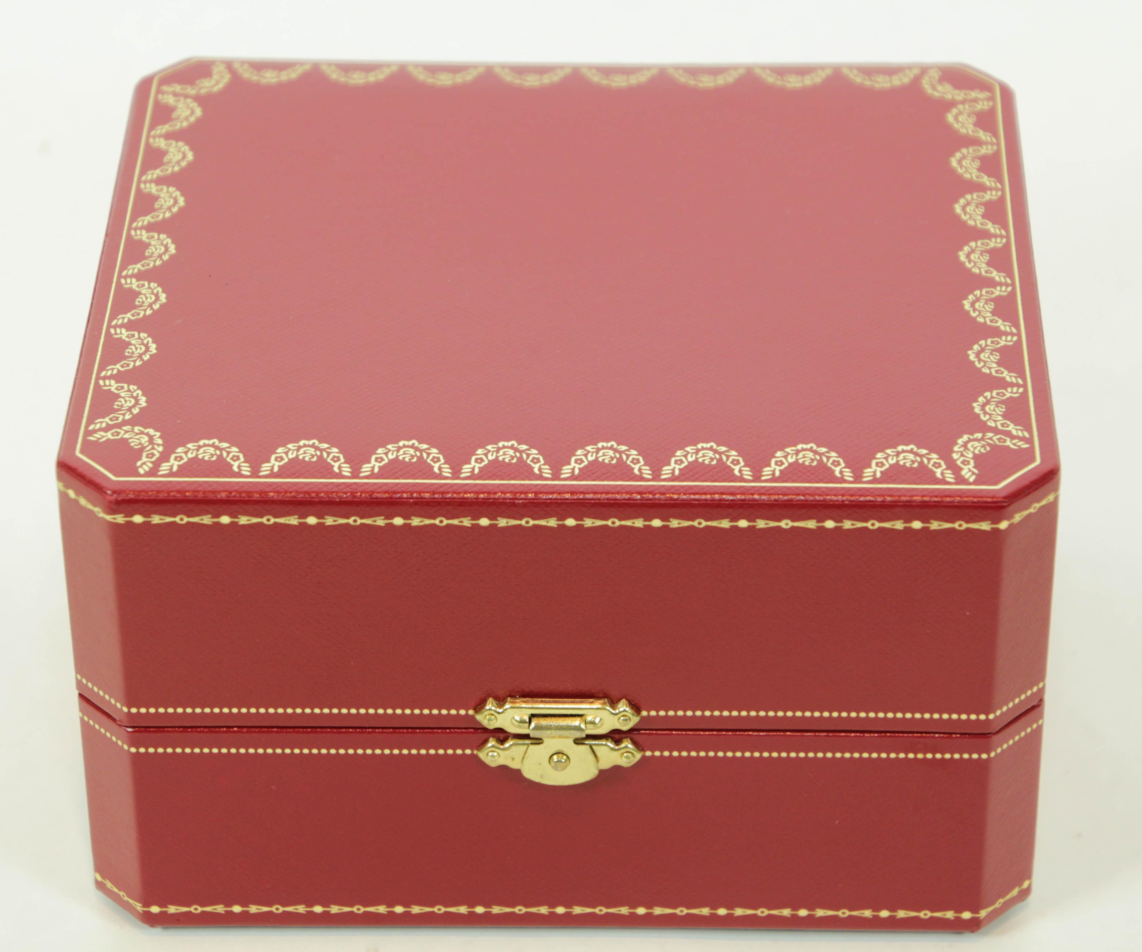 Women's or Men's Cartier Travel Storage Watch Box in Red Leather Gilt Embossed For Sale