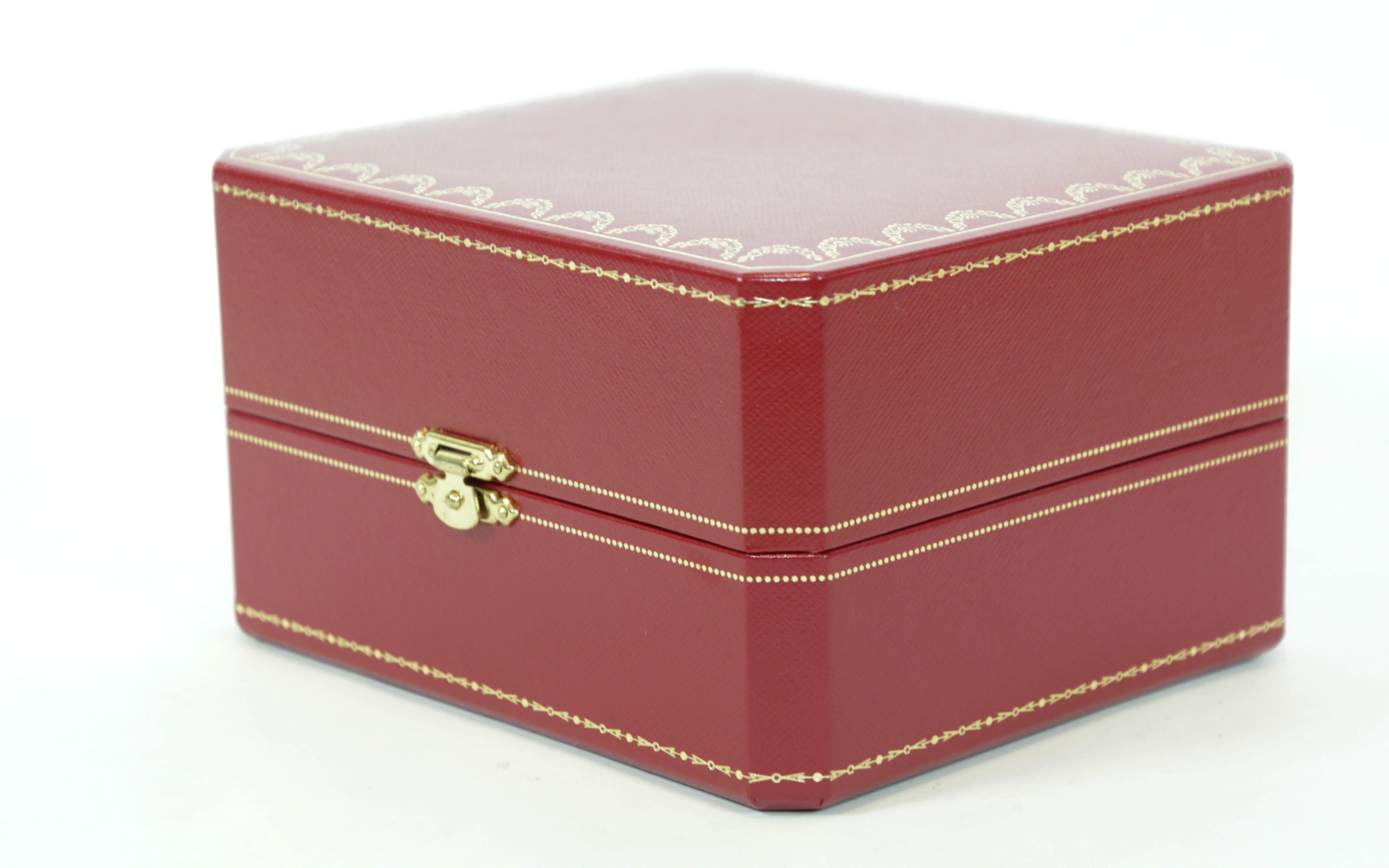 Cartier Travel Storage Watch Box in Red Leather Gilt Embossed For Sale 1