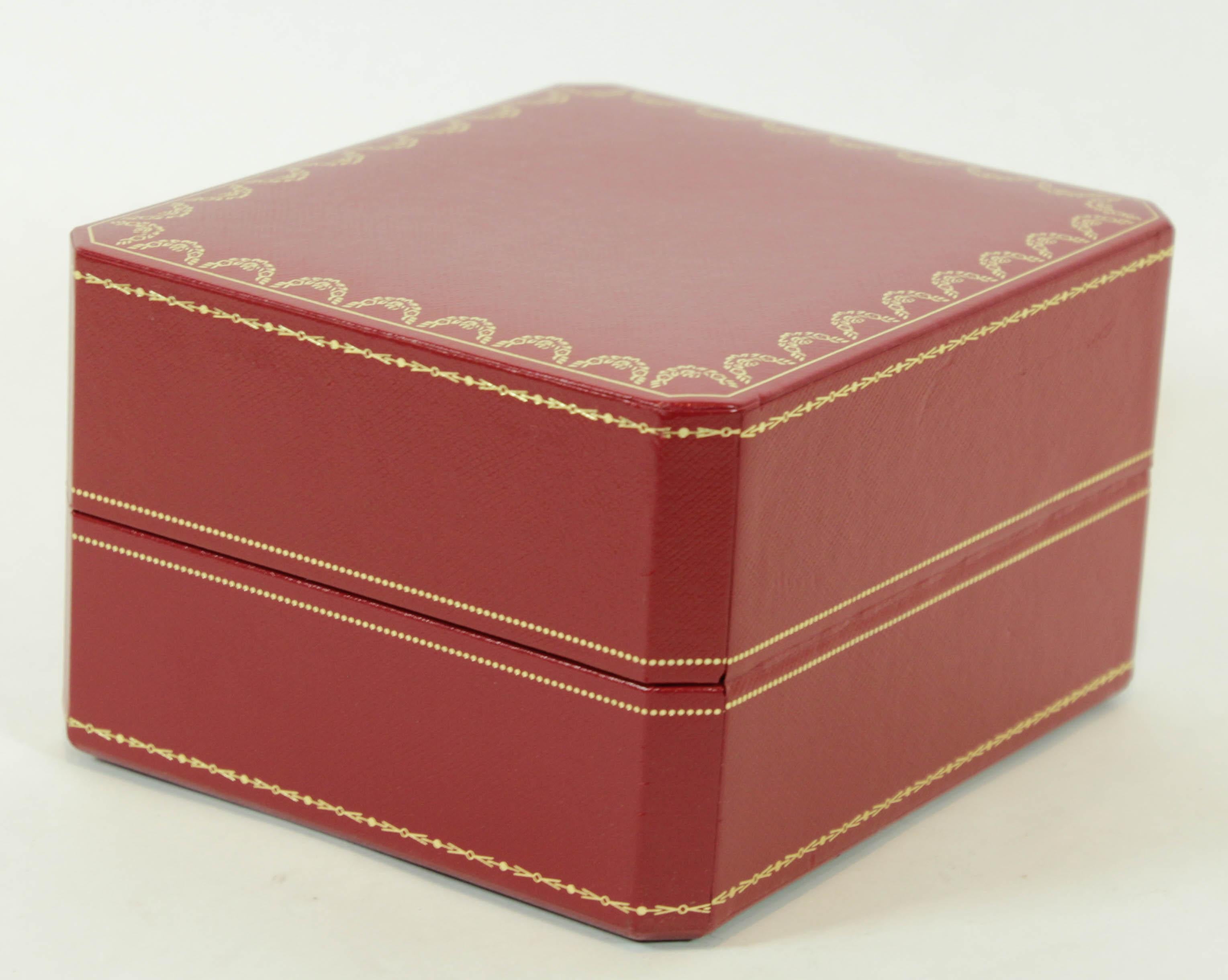 Cartier Travel Storage Watch Box in Red Leather Gilt Embossed For Sale 2
