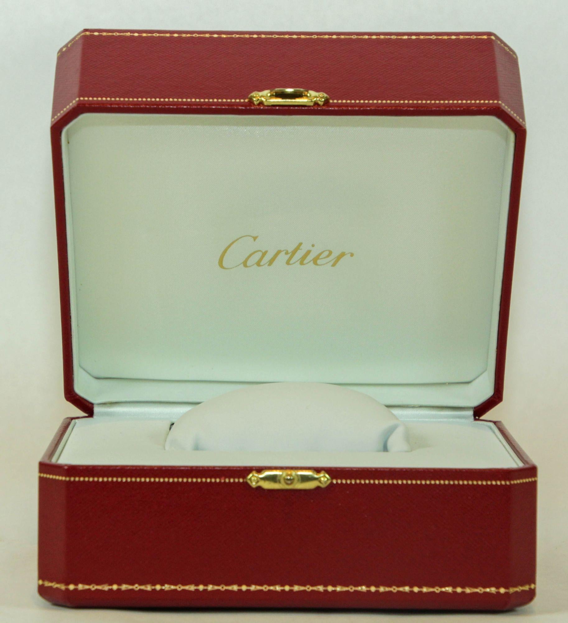 Cartier Schmuck Aufbewahrung Uhrenbox in rotem Leder vergoldet geprägte (20. Jahrhundert) im Angebot