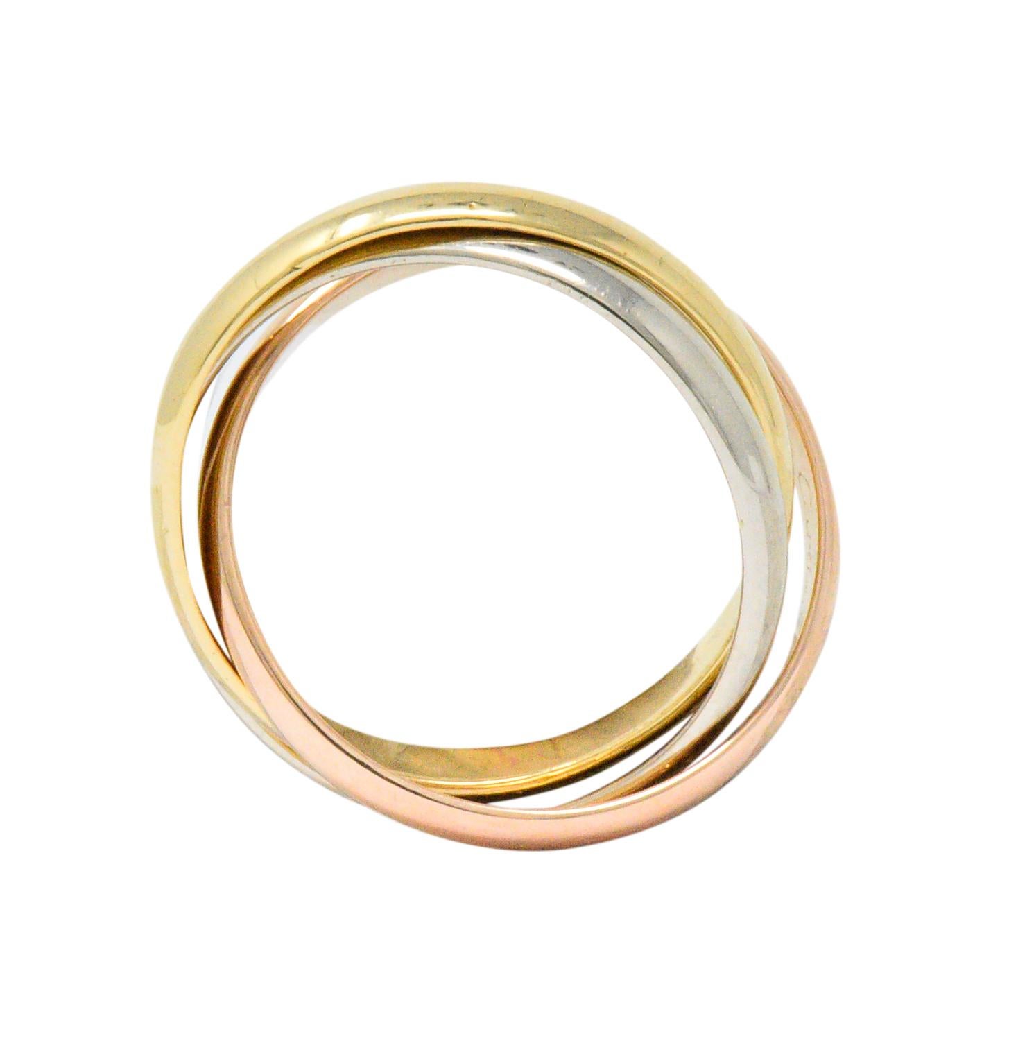 Cartier Tri-Color 18 Karat Gold Trinity Ring In Excellent Condition In Philadelphia, PA